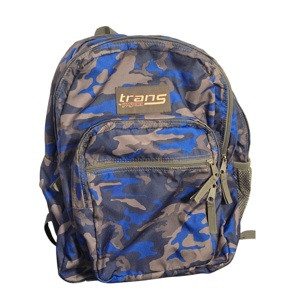 Trans by JanSport Backpack Blue Grey Camo Camouflage School Bag Travel‎ Daypack